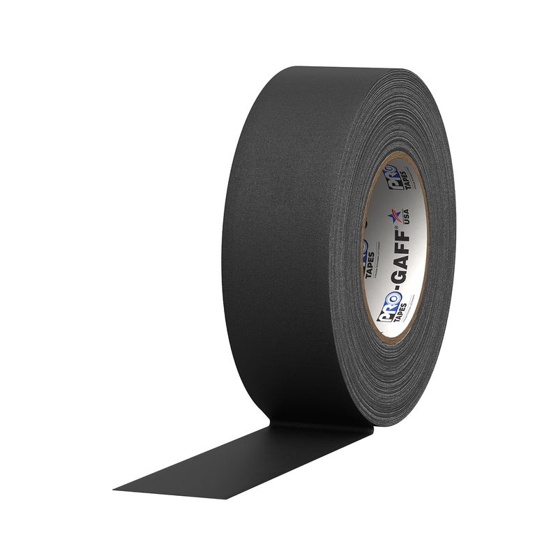 Pro Tapes شريط غافر برو تيبس - 2 بوصة × 55 ياردة، قماش أسود غير لامع مع لاصق مطاطي - Image 1