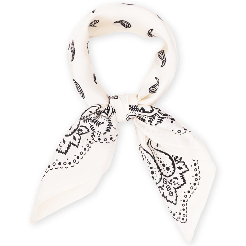 Wuliim 27.5" Satin Scarf - Super Soft & Lightweight Silky Head Bandanas Medium Square, Versatile Fashion Neckerchief, Silk Like Asthetic Handbag Scarf for Women (White) - Image 1