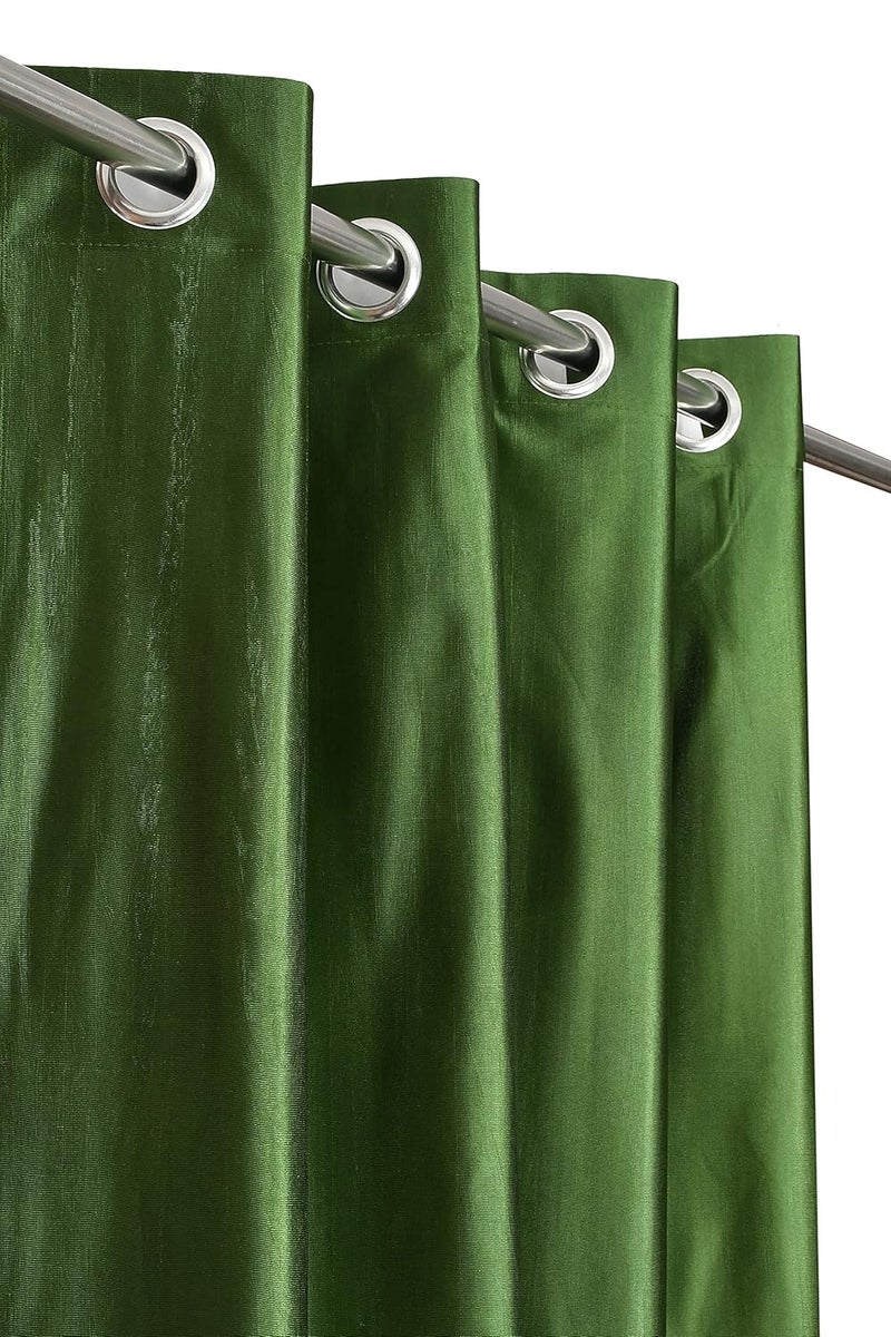 Yarnis Yarnis Polyester Solid Plain Eyelet Curtain for Home Living Room Bedroom Decor I Pack of 2 Dark Green 4 X 7 Feet - Image 2