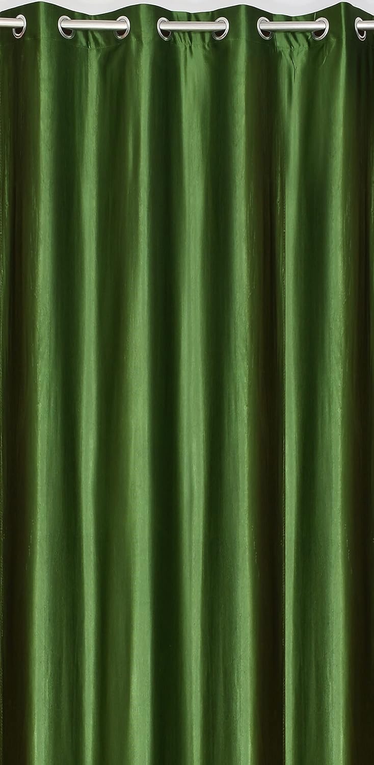 Yarnis Yarnis Polyester Solid Plain Eyelet Curtain for Home Living Room Bedroom Decor I Pack of 2 Dark Green 4 X 7 Feet - Image 3