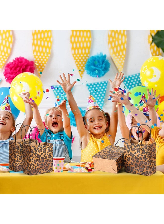 Outus 50 Pieces Leopard Paper Bags Leopard Print Small Gift Bags 5.5 x 2.76 x 5.9 Inch Brown Leopard Bag with Handles Animal Prints for Shopping Trendy Gift Kraft Party Take out Merchandise Retail - Image 4