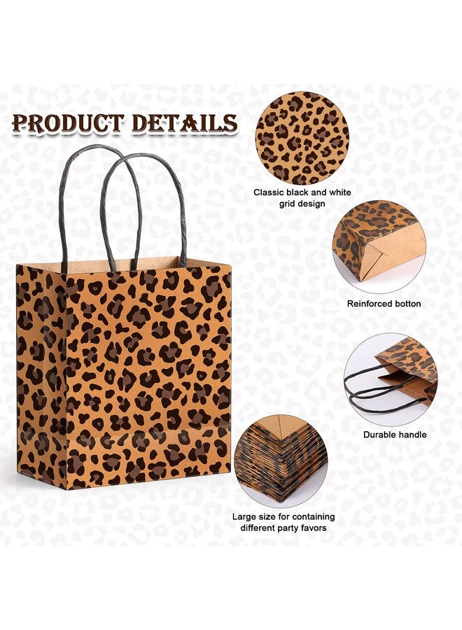 Outus 50 Pieces Leopard Paper Bags Leopard Print Small Gift Bags 5.5 x 2.76 x 5.9 Inch Brown Leopard Bag with Handles Animal Prints for Shopping Trendy Gift Kraft Party Take out Merchandise Retail - Image 2