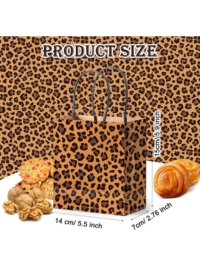 Outus 50 Pieces Leopard Paper Bags Leopard Print Small Gift Bags 5.5 x 2.76 x 5.9 Inch Brown Leopard Bag with Handles Animal Prints for Shopping Trendy Gift Kraft Party Take out Merchandise Retail - Image 3