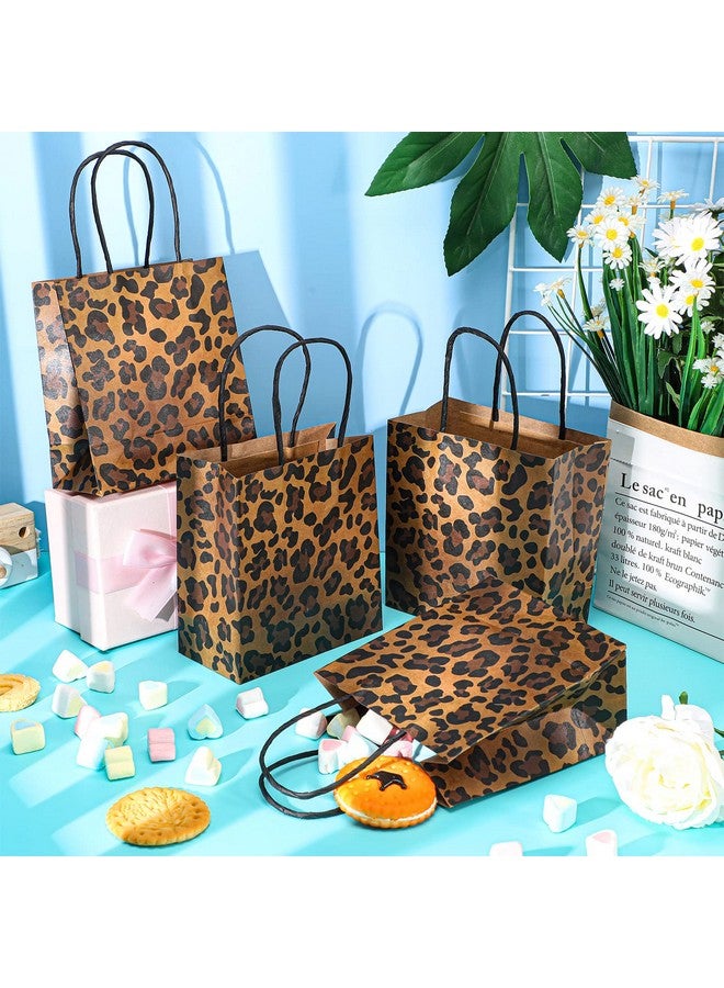 Outus 50 Pieces Leopard Paper Bags Leopard Print Small Gift Bags 5.5 x 2.76 x 5.9 Inch Brown Leopard Bag with Handles Animal Prints for Shopping Trendy Gift Kraft Party Take out Merchandise Retail - Image 5