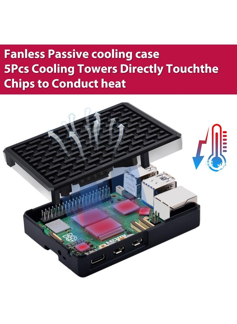 إكسفور Raspberry Pi 5 Armor Case with Passive Cooling, Aluminum Metal Case with Heat-Conducting Sticker Heatsink Cooler for Raspberry Pi 5 4GB/8GB - Image 5