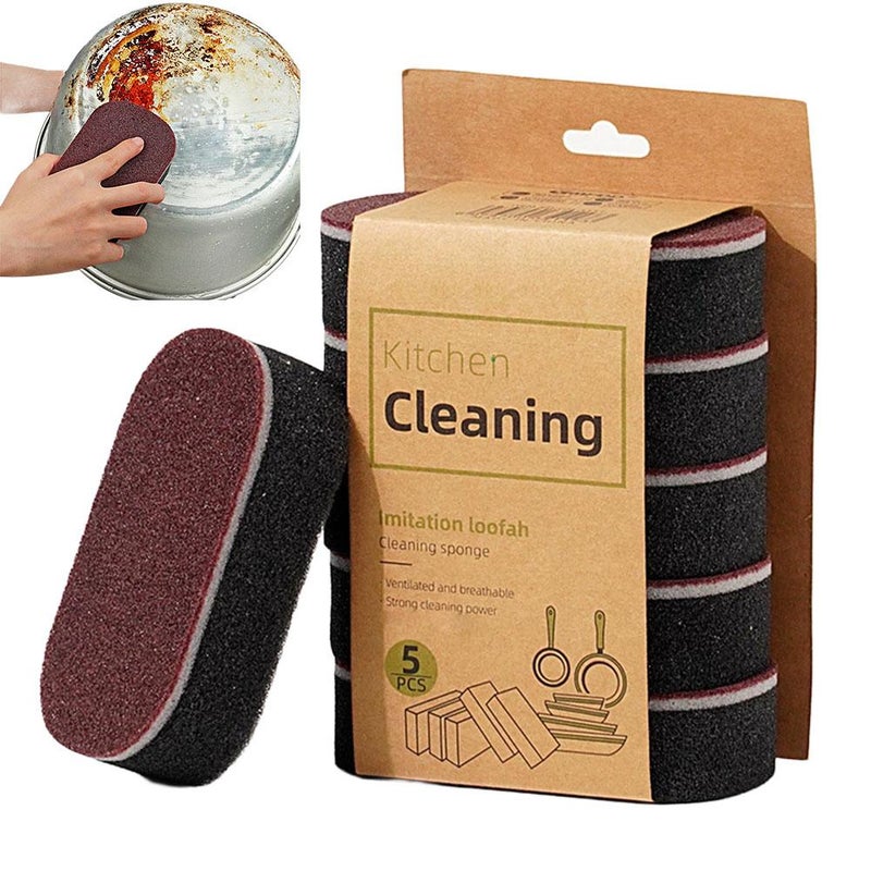 Diamond-grit sponge, magic eraser, kitchen cleaner, thickened double-sided dishwashing sponge, rust remover, pot bottom cleaner, black grime remover. - Image 1