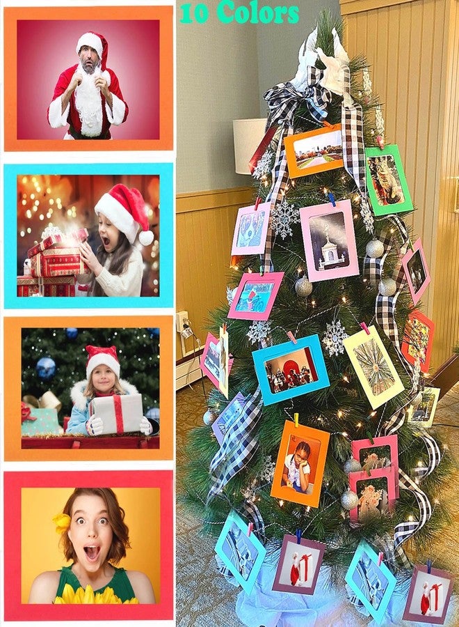 Perfect 4U 40-Pack Cardboard Picture Frames, 4"x6" Colorful Paper Photo Flim with Wooden Clips, DIY Wall Decor at Home School Office Set - Image 2