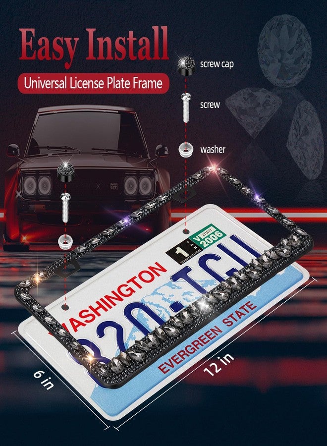 OKLPF Bling License Plate Frame for Women,Sparkle License Plate Frames| Shiny Large Gift Box(Black) - Image 3