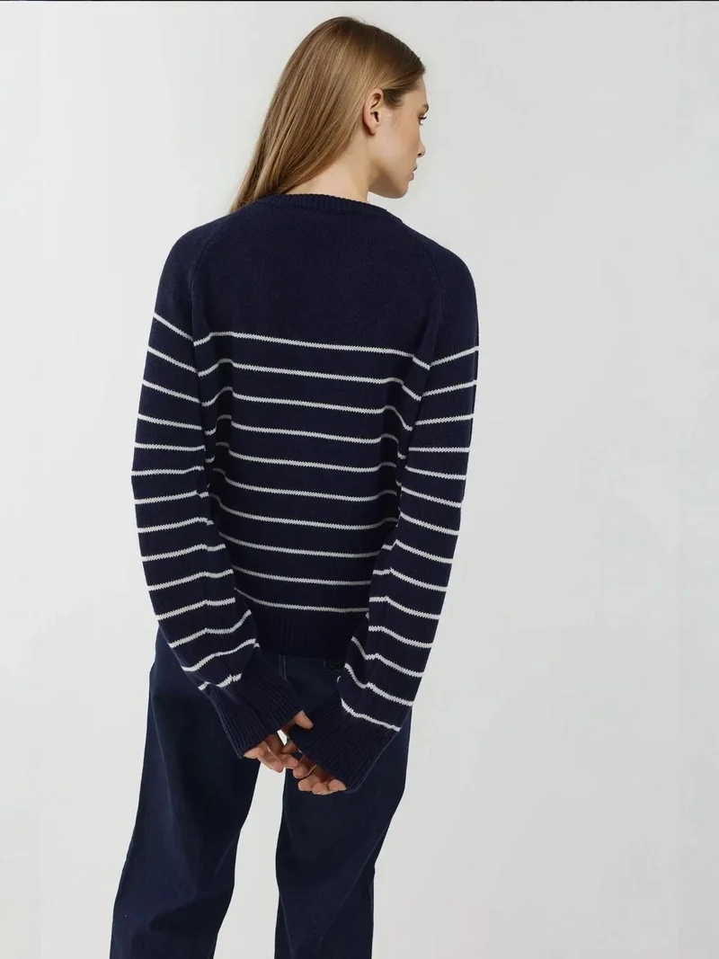 HICCUP Button Detailed Striped Loose Fit Sweater