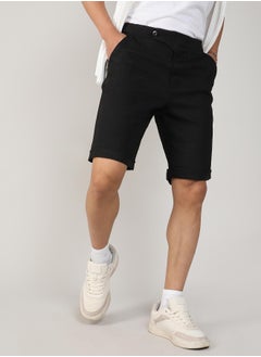 Men's Onyx Black Tailored Poly-Linen Shorts - pzsku/ZD7AAE15504502C31434BZ/45/_/1741609351/e2db9362-a621-45ce-b473-b4cb10c6d29f