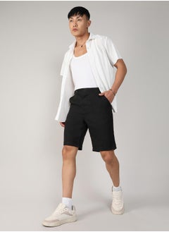 Men's Onyx Black Tailored Poly-Linen Shorts - pzsku/ZD7AAE15504502C31434BZ/45/_/1741609353/17bd8dae-73f2-469c-a7a2-c9c5e6cbd7f8