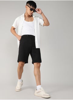 Men's Onyx Black Tailored Poly-Linen Shorts - pzsku/ZD7AAE15504502C31434BZ/45/_/1741609355/d3bb8ab2-b0d2-4035-bccd-e960c1f06950