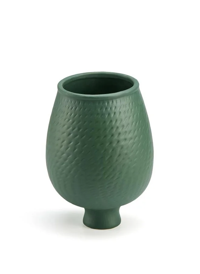 DANUBE HOME Zenith Ceramic Vase Home Decor Vase Modern Vases For Décor Dried Flower Decor Rustic Flower Vases For Shelf Mantel Centerpieces Kitchen Table - Green 15X15X23Cm