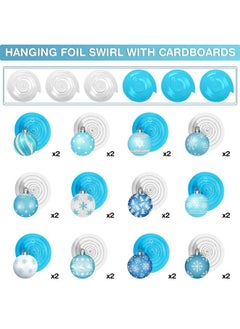 Harrycle Harrycle 54 Pcs Winter Hanging Decorations Set Winter Hanging Foil Swirls Decor Wonderland Snowflake Ball Ornament Ceiling Hanging Decorations for Winter Holiday Baby Shower Christmas Party Supplies  - Image 3