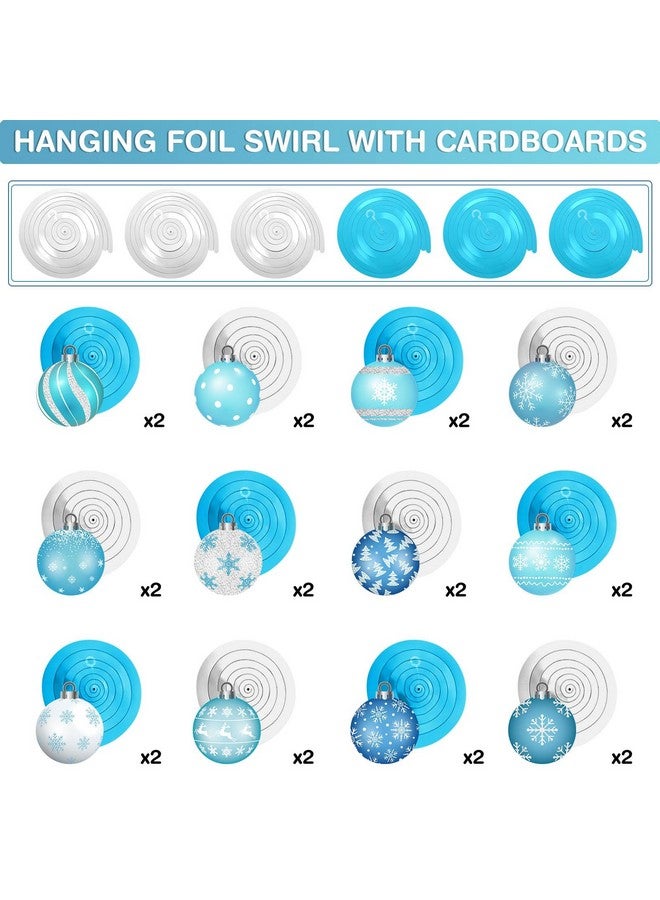 Harrycle 54 Pcs Winter Hanging Decorations Set Winter Hanging Foil Swirls Decor Wonderland Snowflake Ball Ornament Ceiling Hanging Decorations for Winter Holiday Baby Shower Christmas Party Supplies - Image 3