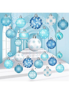 Harrycle Harrycle 54 Pcs Winter Hanging Decorations Set Winter Hanging Foil Swirls Decor Wonderland Snowflake Ball Ornament Ceiling Hanging Decorations for Winter Holiday Baby Shower Christmas Party Supplies  - Image 1