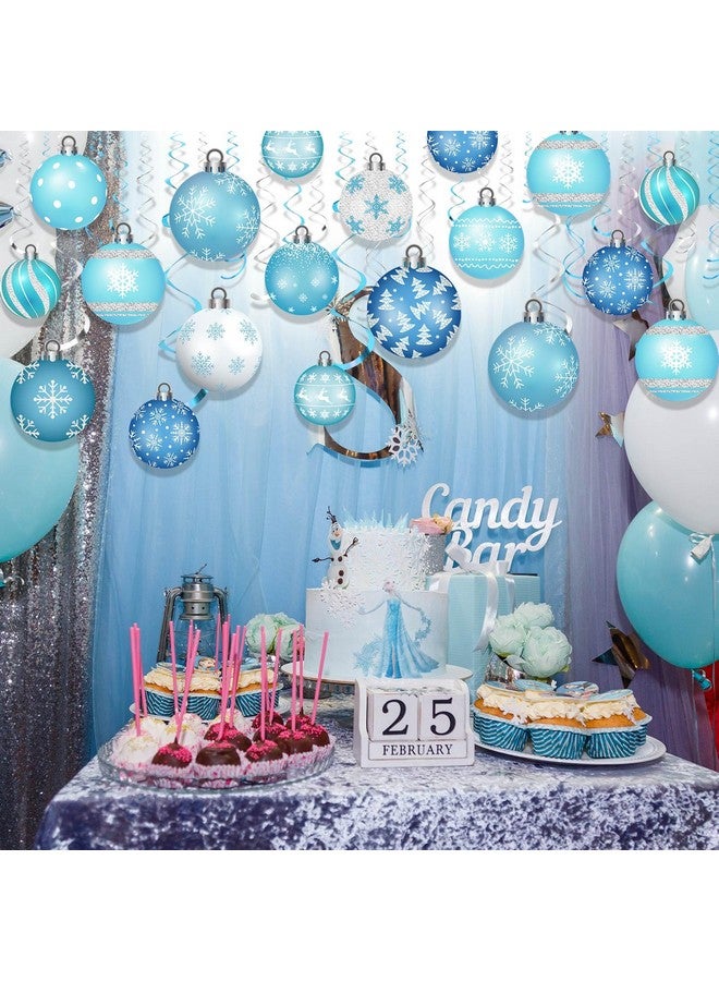 Harrycle 54 Pcs Winter Hanging Decorations Set Winter Hanging Foil Swirls Decor Wonderland Snowflake Ball Ornament Ceiling Hanging Decorations for Winter Holiday Baby Shower Christmas Party Supplies - Image 5