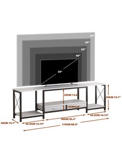 Lafulaifu TV Stand with 2 Fabric Drawers, 69 Inch Small Entertainment Center with Open Storage Shelves, Media Console Table for Bedroom, Living Room, White  - Image 2