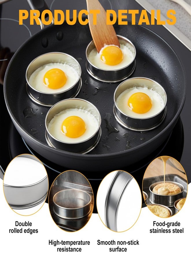 SHANDERBAR 20 PCS English Muffin Rings - 4 Inch and 3.35 Inch Set Stainless Steel Crumpet Rings, Nonstick Muffin Pastry Cake Cookie Ring, Double Rolled Metal Round Tart Ring Egg Molds for Home Baking Cooking - Image 3