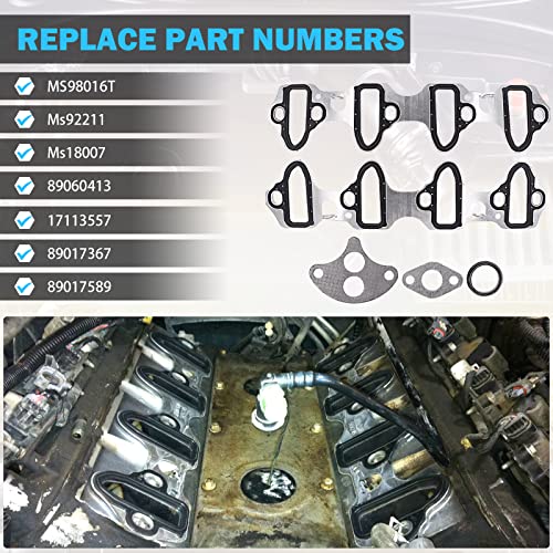MNJWS Intake Manifold Gasket Set - Compatible with 4.8L 5.3L 6.0L Chevy Silverado, Suburban, Tahoe, GMC Sierra, Yukon, Savana, Cadillac Escalade - Replace 89060413 MS98016T - Image 3