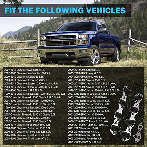 MNJWS Intake Manifold Gasket Set - Compatible with 4.8L 5.3L 6.0L Chevy Silverado, Suburban, Tahoe, GMC Sierra, Yukon, Savana, Cadillac Escalade - Replace 89060413 MS98016T - Image 2
