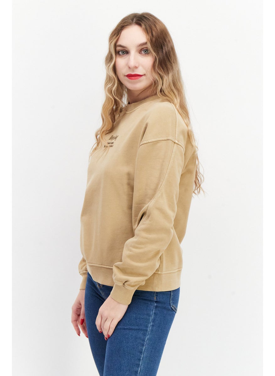 Women Crew Neck Long Sleeve Graphic Sweatshirt, Khaki - pzsku/ZD7AB19045540563B6260Z/45/_/1735481365/681d823e-58e6-4eb0-886e-0b24da2c92bd