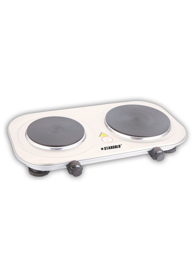 Stargold Electric Double Burner Hot Plate, 1000W and 1500W Dual Burner, Stainless Steel, Variable Temperature Control  - Image 1