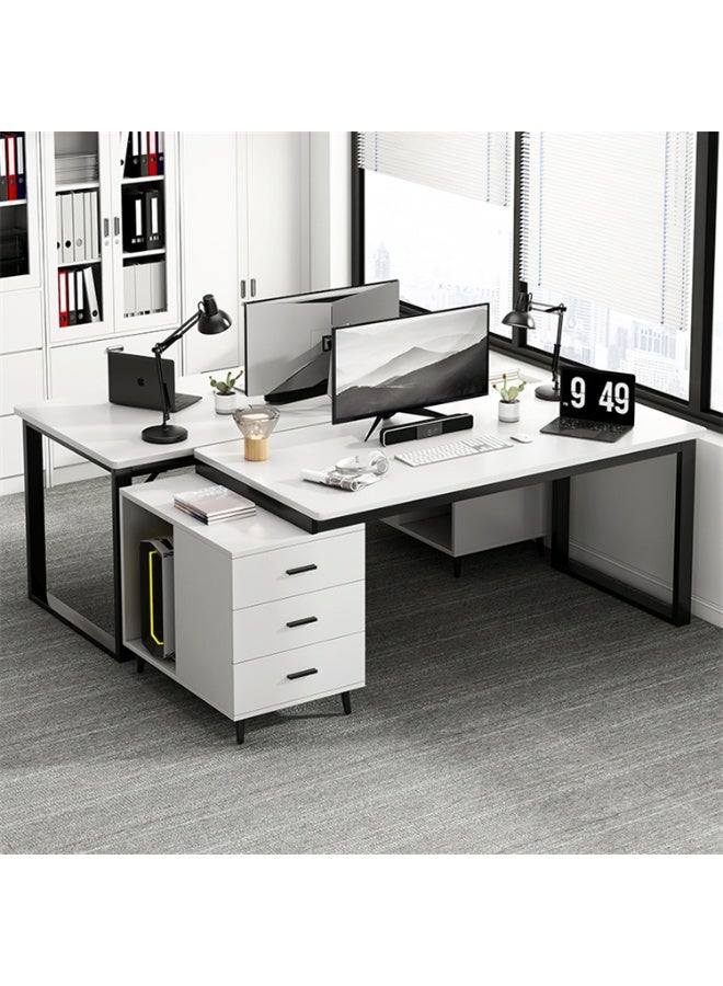 Office Table, Wooden Computer Desk Table with 3 Drawers, Modern Gaming Table Worksation PC Laptop Table, for Home Office Study Working Writing 120*60*75cm (YN064-White) - Image 4