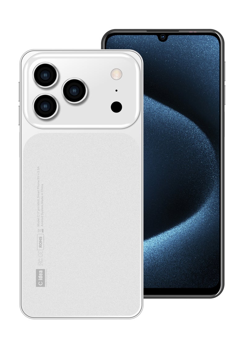 C idea C17 Pro Max Android Smartphone 6.8 Inch HD Display, 6GB RAM, 64GB Storage, 13MP + 5MP Camera, Face Unlock, 5800mAh Battery, Dual SIM Mobile Phone - White - Image 1