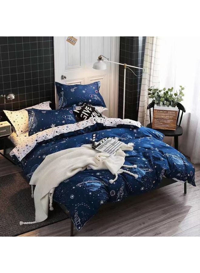 6-Pece King Size Duvet Cover Set Microfibre Super Soft Bed Sheet Includes 1xDuvet Cover 220x240 cm 1xFitted Sheet 200x200+30 cm 4xPillow cases 50x75 cm Multicolor