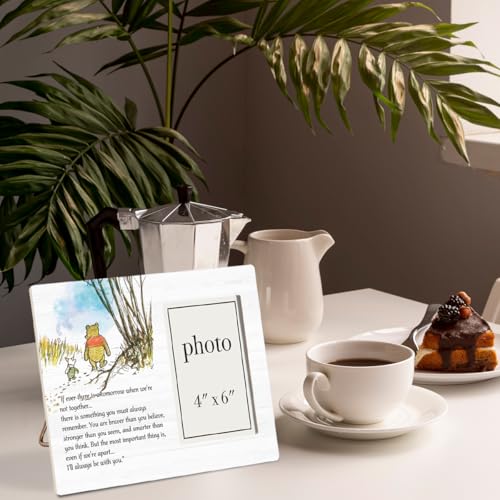 AKFVNSFK Pooh Bear Quote Picture Frame, Classic Pooh Bear Nursery Gifts, Inspirational Gifts for Her Him Friends, I'll Always Be With You Photo Frame for 4 x 6 Inch Photo - Image 3