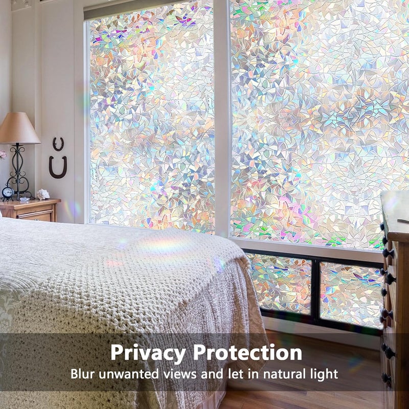 DARUITE Window Film, 3D Rainbow Window Film, Opaque Window Film, Colourful Window Film, Self-Adhesive, UV Resistance, Suitable for Kitchen, Living Room, Office (30 x 200 cm) - Image 4