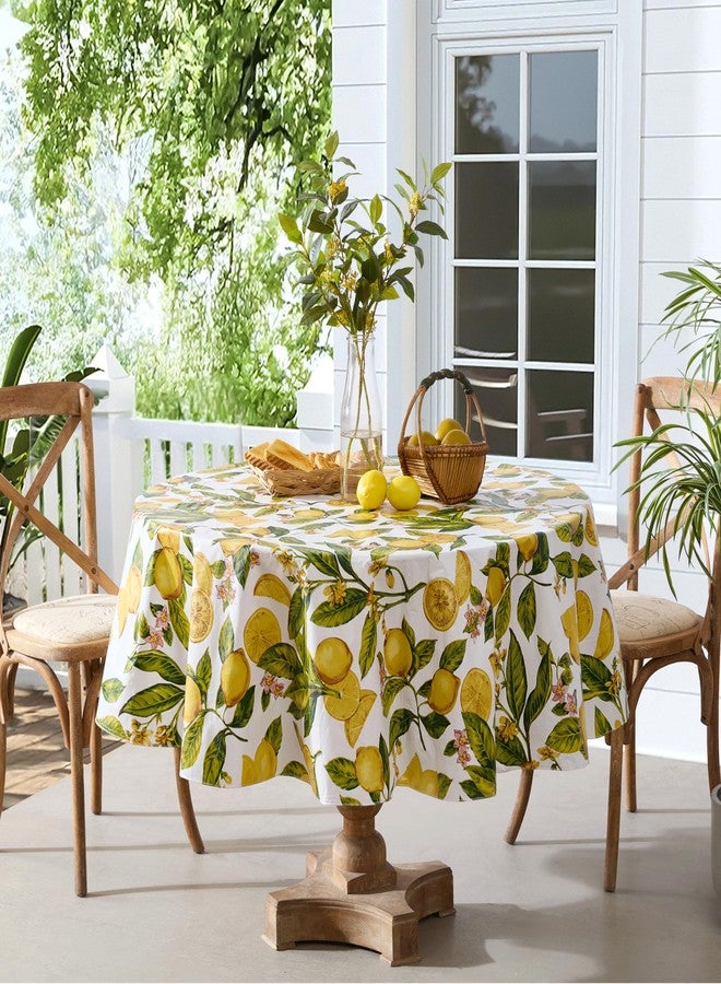 Newbridge Zesty Lemons Vinyl Tablecloth with Flannel Backing, 70 Inch Round, French Country Lemon Vine Print, Easy Care Wipe Clean Indoor Outdoor Table Cover - Image 5