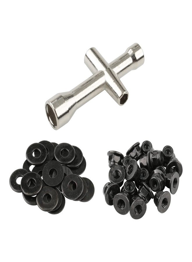 Rchobbytop 20 Pairs Hex 4mm Flange Nylon Insert Locknuts and M4 Flat Washers with Small Cross Socket Wrench for Traxxas Axial HPI TLR HSP Model 1/10 RC Car Vehicles Wheel Replacement Parts, Black - Image 1