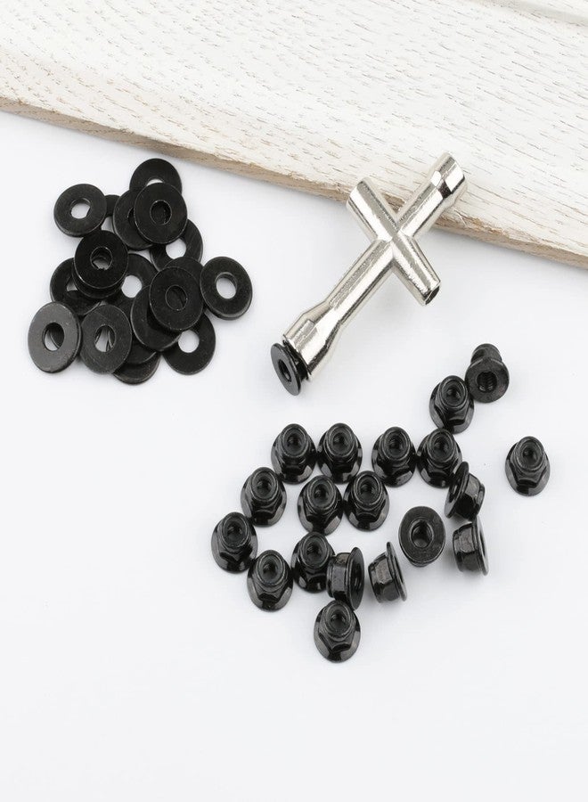 Rchobbytop 20 Pairs Hex 4mm Flange Nylon Insert Locknuts and M4 Flat Washers with Small Cross Socket Wrench for Traxxas Axial HPI TLR HSP Model 1/10 RC Car Vehicles Wheel Replacement Parts, Black - Image 2