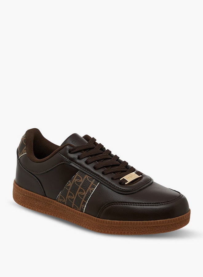 Paprika Monogram Print Sneakers with Lace-Up Closure - Image 2