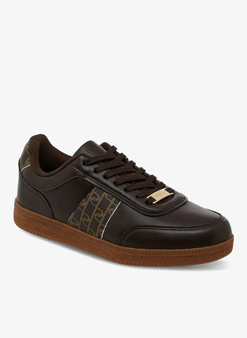 Paprika Monogram Print Sneakers with Lace-Up Closure