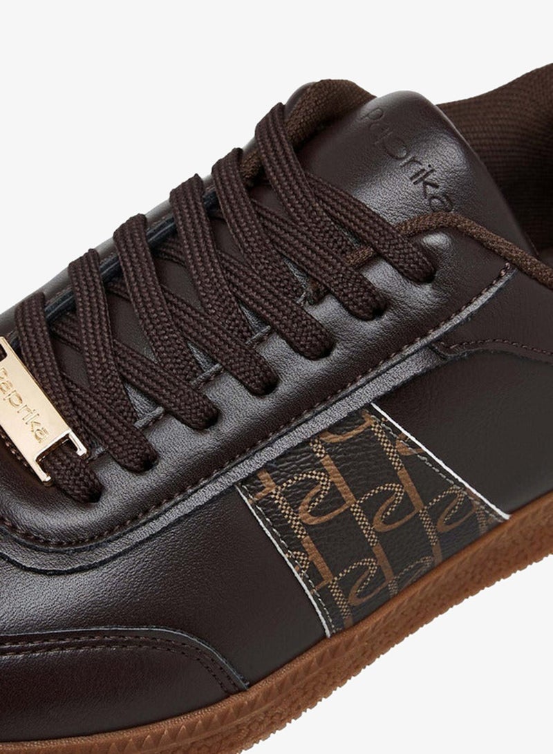 Paprika Monogram Print Sneakers with Lace-Up Closure - Image 4