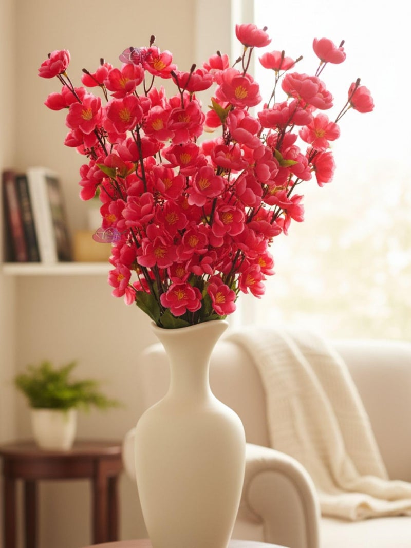 ARTSY® Artificial Flowers Bunch for Decoration Cherry Blossom, Ideal for vase, Home, Office Decor, Gifts, Craft, Artificial Plants for Decoration, Without vase, Maroon, Combo, 2 Piece, 55 cm Height | - Image 1