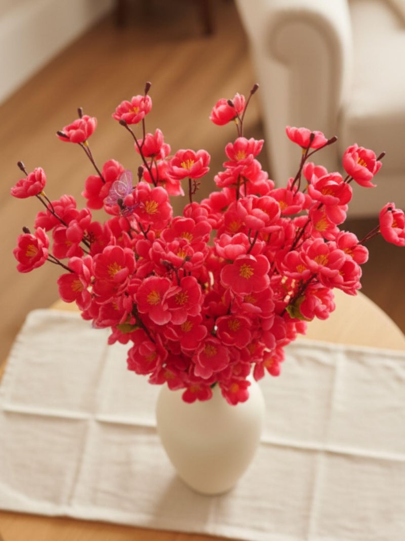 ARTSY® Artificial Flowers Bunch for Decoration Cherry Blossom, Ideal for vase, Home, Office Decor, Gifts, Craft, Artificial Plants for Decoration, Without vase, Maroon, Combo, 2 Piece, 55 cm Height | - Image 4