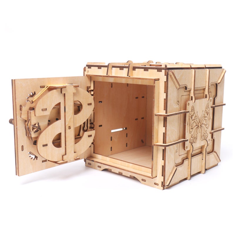 3D Wooden Puzzle Password Box Mechanical Model Kit DIY Self-assembly Crafts Building Set Desk Decoration Educational Christmas Birthday Holiday Gift for Children Students Girls Boys Teens Adults - Image 1