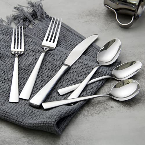 faderic Cutlery Set, 24 Piece Stainless Steel Silverware Set With Soup Spoons for 4, Flatware Set, Silver - Image 3