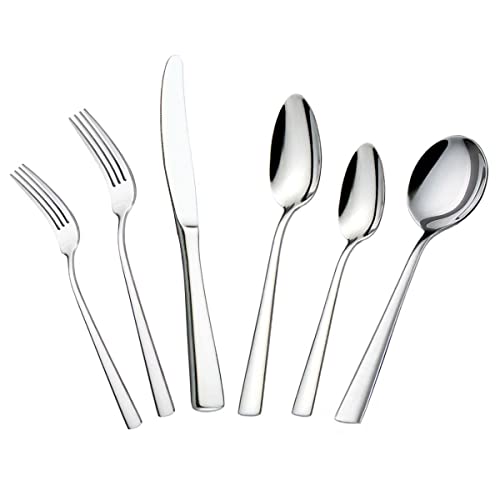 faderic Cutlery Set, 24 Piece Stainless Steel Silverware Set With Soup Spoons for 4, Flatware Set, Silver - Image 1