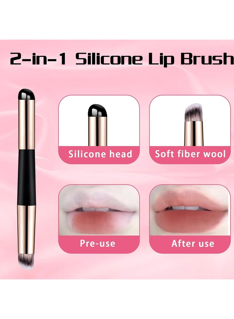 Goolsky Silicone Lip Applicator 2 in 1 Double Head Silicone Lip Brush with Cover, Lip Balm Applicator Lipstick Brush Applicator Reusable Smudge Makeup Brush for Lip Balm, Lip Gloss, Manicure, Concealer - Image 2