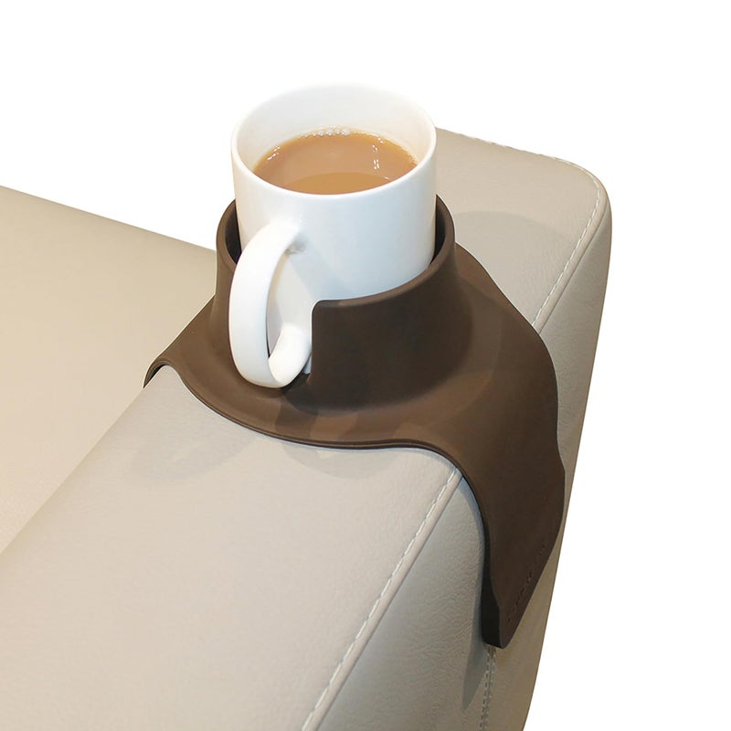 HIT PRODUCTS CouchCoaster  Original  Patented Armrest Couch Cup Holder Mocha Brown  A Weighted Silicone Anti Slip Coaster Stops Spills On Your Sofa Armchair Or Recliner  Keeps Drinks in Reach