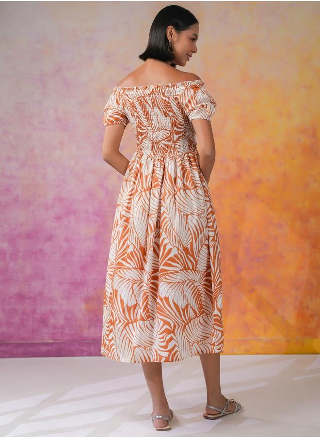 sanskrutihomes Floral Print Fit and Flare Midi Dress by Styli  - Image 2