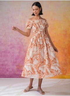 sanskrutihomes Floral Print Fit and Flare Midi Dress by Styli  - Image 3