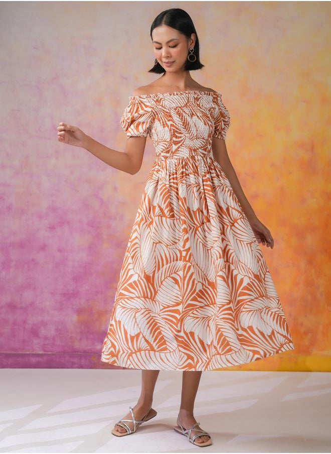 sanskrutihomes Floral Print Fit and Flare Midi Dress by Styli  - Image 3