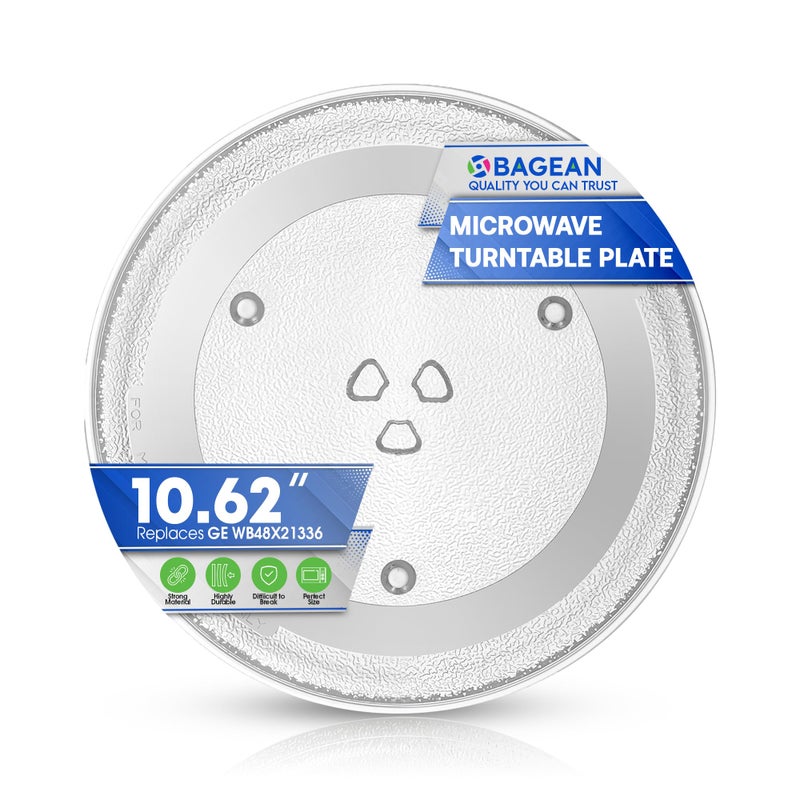 Bagean Microwave Plate Replacement 10.6 Inch for WB48X21336 Microwave Oven Turntable Plate - GE Replacement Microwave Glass Plate Fits Many Brands Plates - Rotating Dish Tray For Better Reheating and Cooking - Image 1