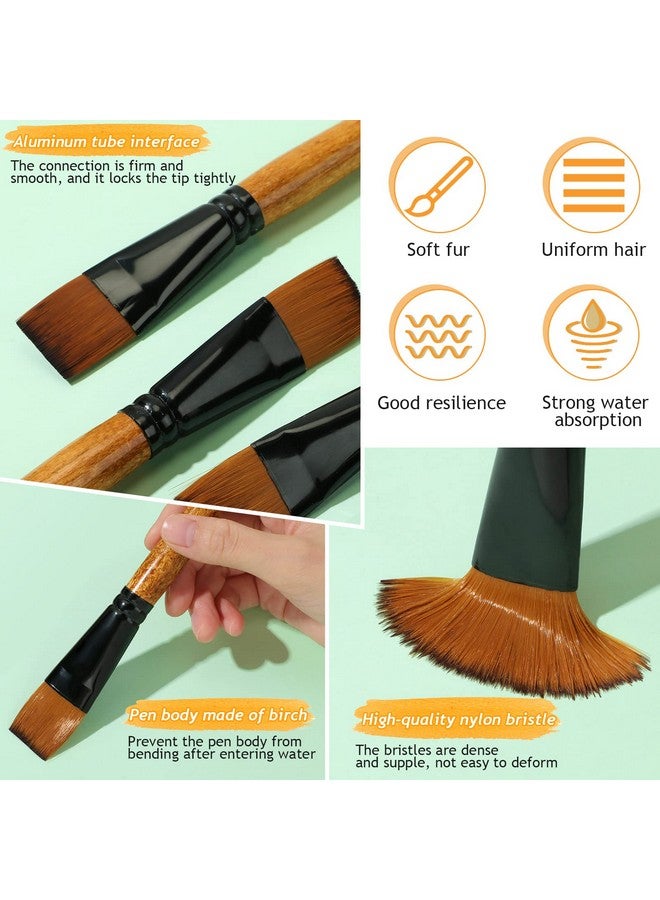 Meanplan 6 Pcs Flat Paint Brushes 1 Inch Watercolor Acrylic Paint Brush Synthetic Nylon Craft Artist Brushes For Painting Oil Fine Crafts Face Body Art Painting For Kids - Image 3